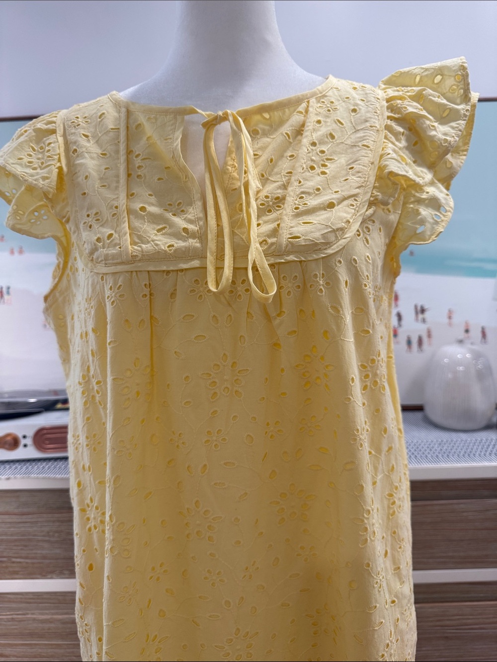 J.Crew Yellow Eyelet Ruffle Cotton Dress – Size 8 💛